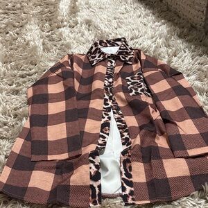 Plaid and Leopard Print Jacket